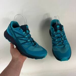 Salomon Sense Ride Athletic Sneakers Women 10 Blue Lace-Up Low Top Running Shoes